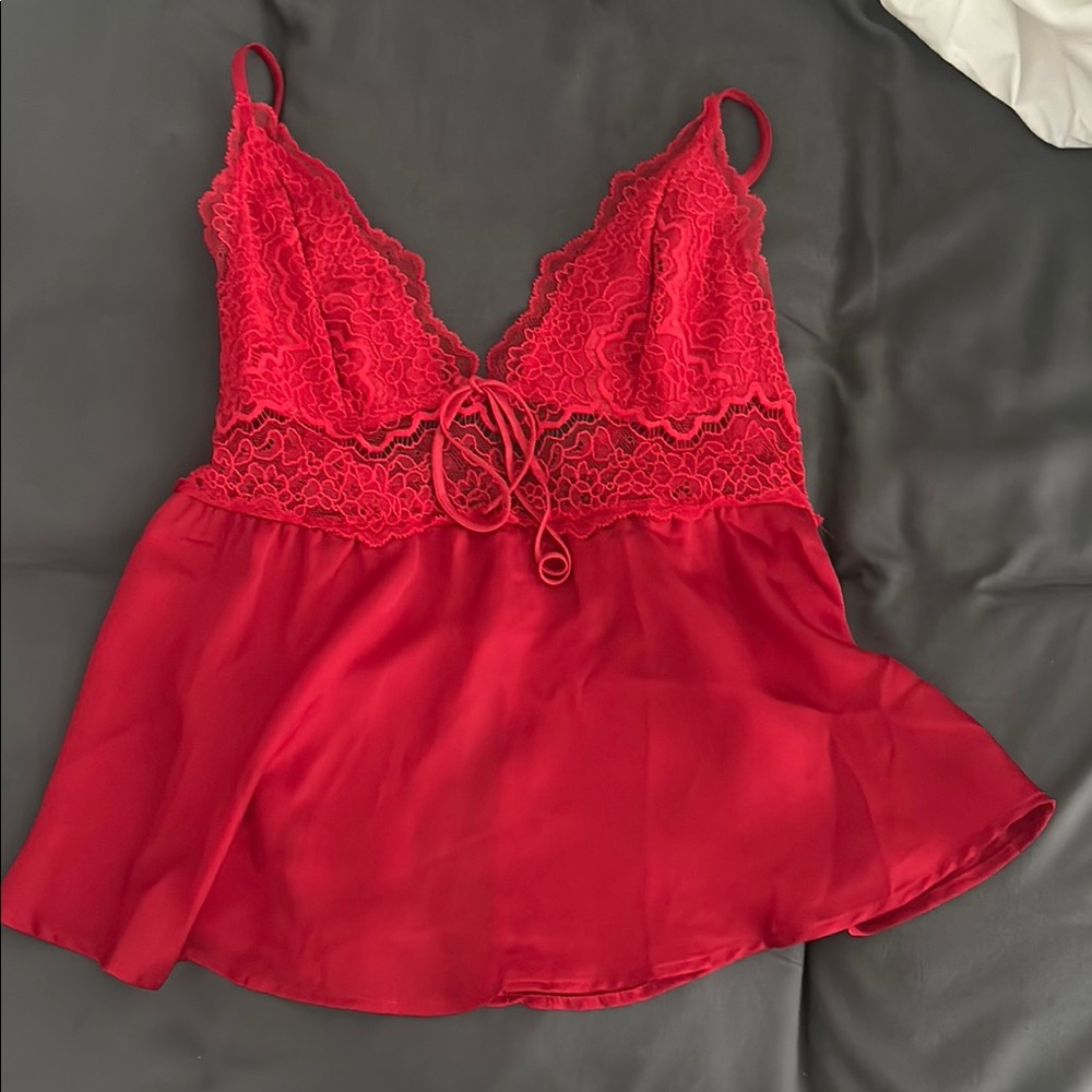 Red Lace and Satin Camisole